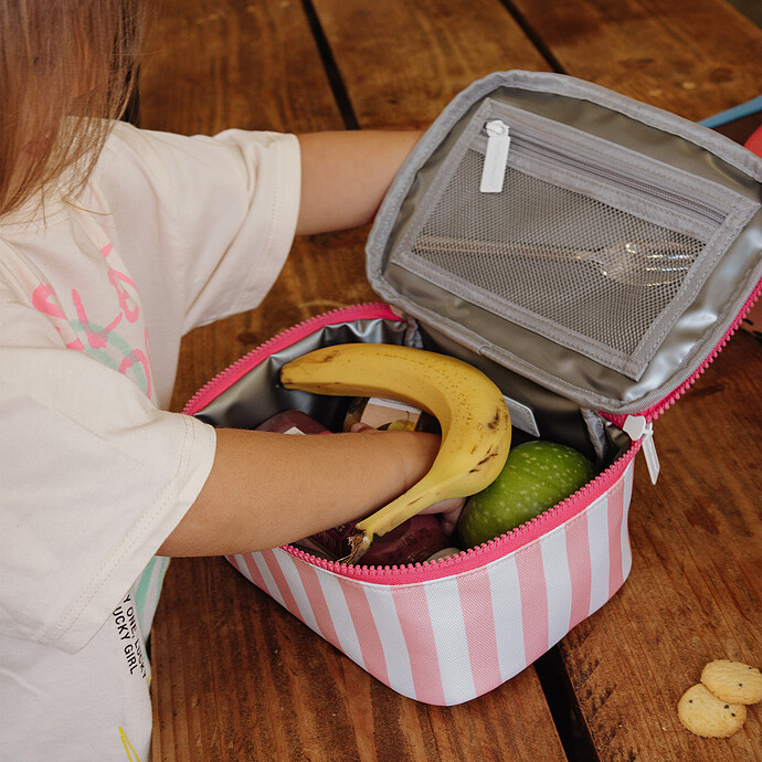 Lunch Bag - Pink Stripes pas cher