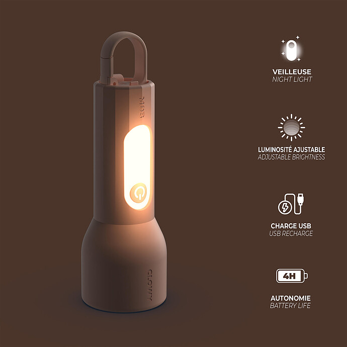 Lampe Torche Glowy - Rose MOB