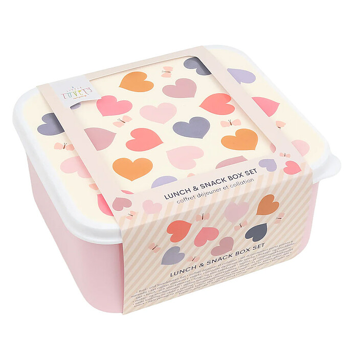Lot de 4 Boîtes à Goûter - Coeurs pas cher