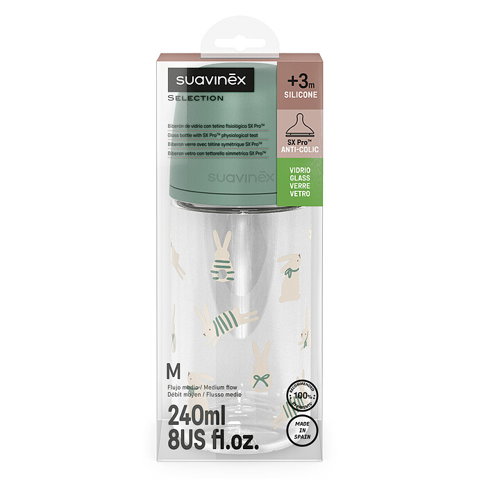 Avis Biberon Verre Tétine Symétrique SX Pro Wonderland Green - 240 ml