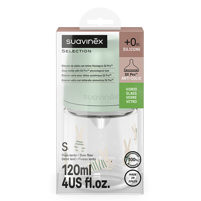 Avis Biberon Verre Tétine Symétrique SX Pro Wonderland Green - 120 ml