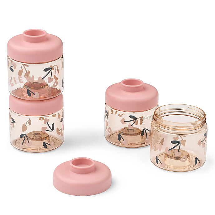 Lot de 4 Boîtes de Conservation Dominique Cherry Heart Rosey - 100 ml Liewood