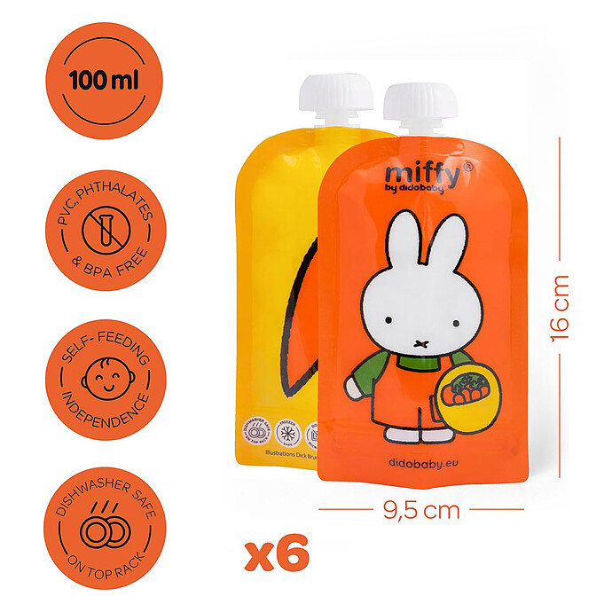 Avis Lot de 6 Gourdes Réutilisables - Miffy x Didobaby