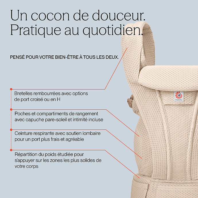 Porte-bébe Omni Deluxe Mesh - Naturel pas cher
