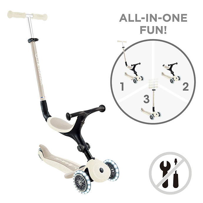 Trottinette Evolutive Go Up Active Lights Ecologic - Noix de Coco Globber
