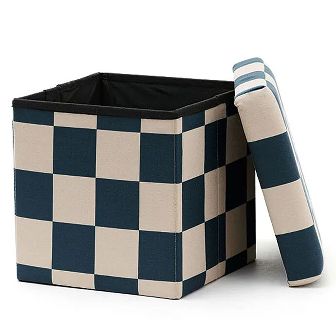 Pouf Assise avec Rangement - Carreaux Damiers Bleu Kid's Concept