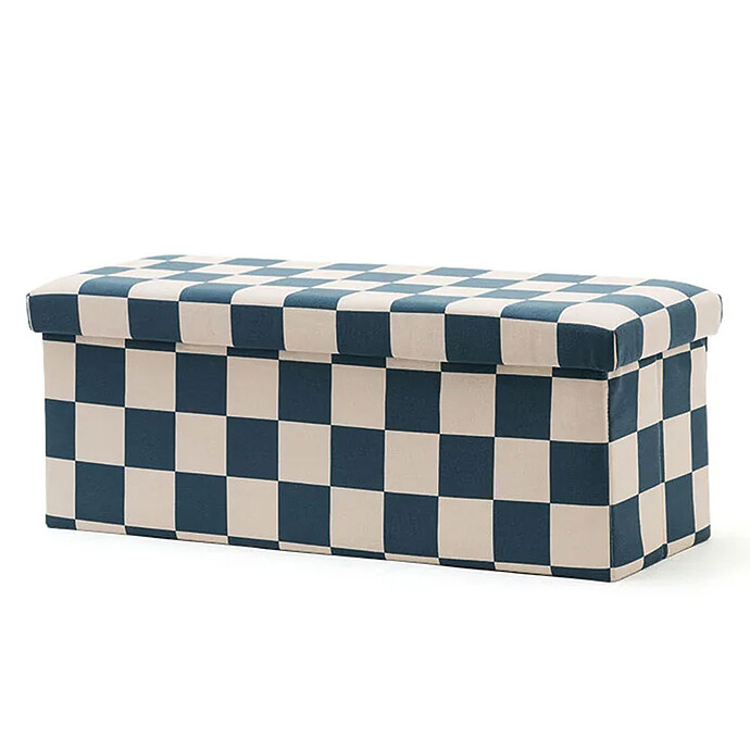 Pouf Banc de Rangement - Carreaux Damiers Bleu Kid's Concept