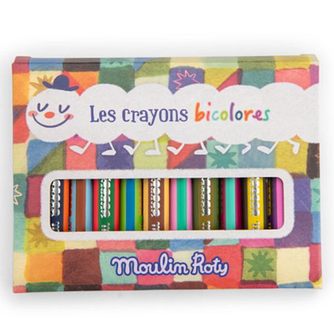 Lot de 12 Crayons Bicolores - Les Petites Merveilles Moulin Roty