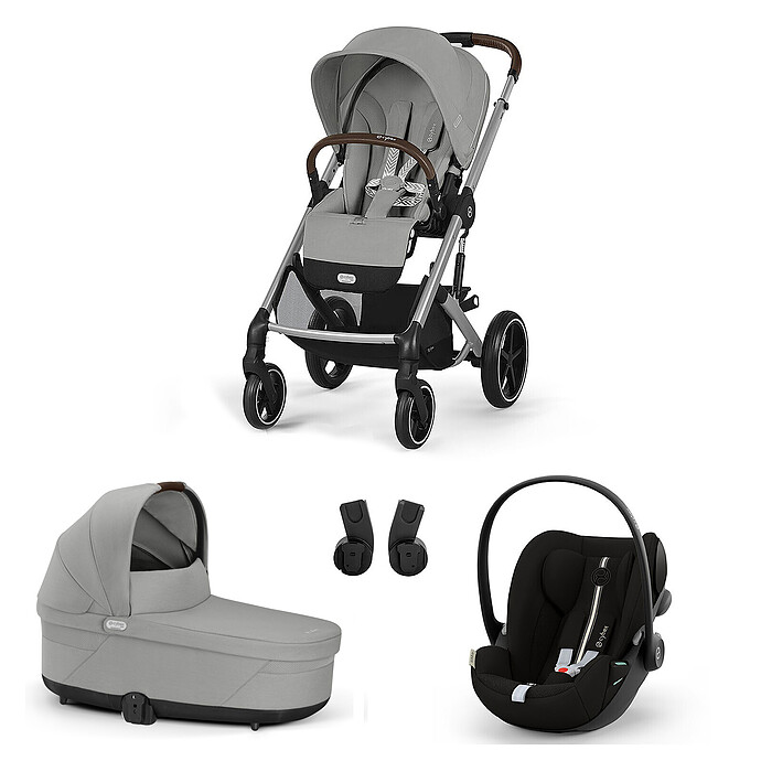 Poussette Trio Balios S Lux Cadre Argent - Siège Auto Cloud G i-Size - Nacelle S Lux - Stone Grey & Moon Black (Cybex) - Image 4