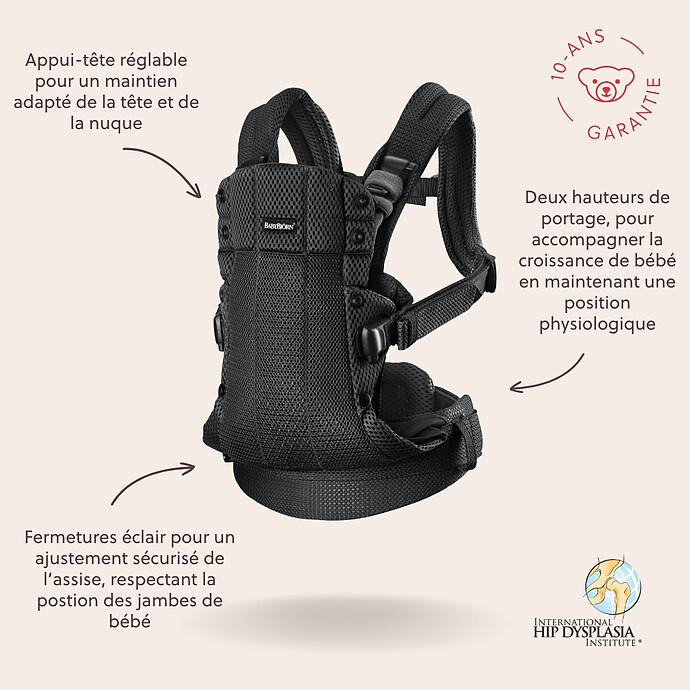 Porte-bébé Harmony 3D Mesh - Noir BabyBjörn