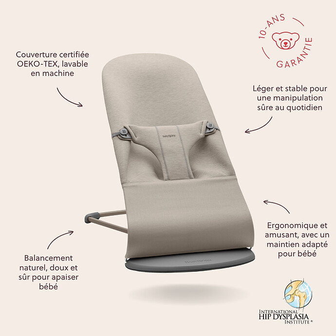 Transat Bliss Jersey 3D - Gris Sable BabyBjörn