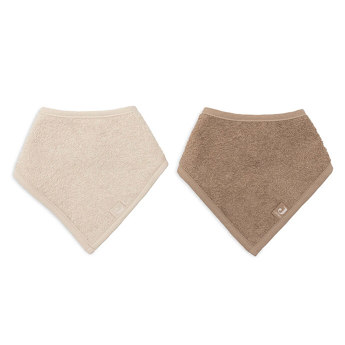 Lot de 2 Bavoirs Bandana - Sand & Milky Coffee Jollein