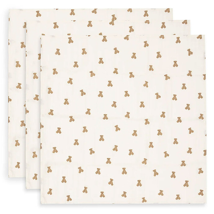Lot de 3 Langes Gaze de Coton - Mini Teddy Bear Jollein