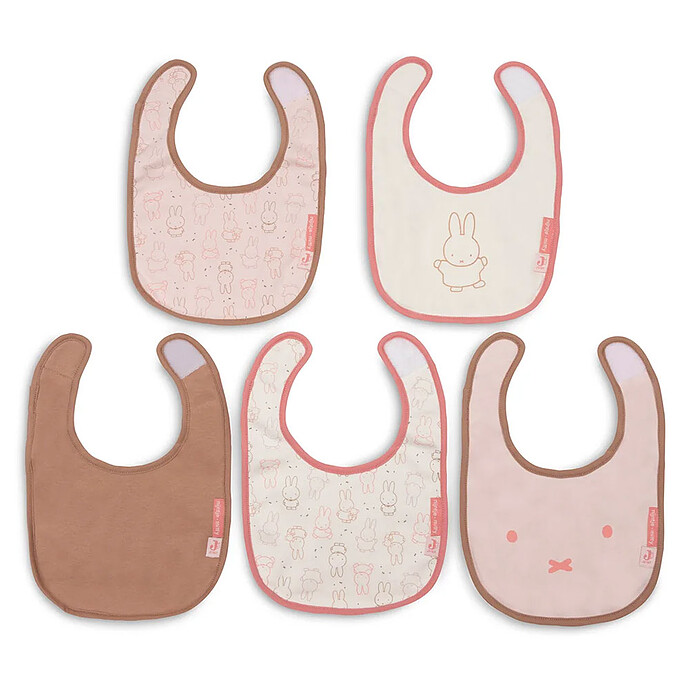 Lot de 5 Bavoirs Imperméables Miffy Moments - Silk Rose Jollein