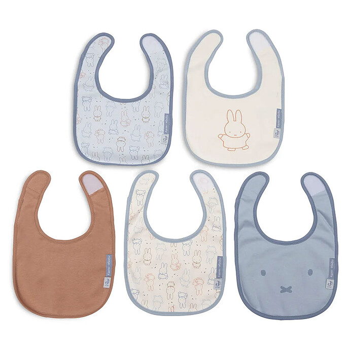 Lot de 5 Bavoirs Imperméables Miffy Moments - Cloudy Blue  Jollein
