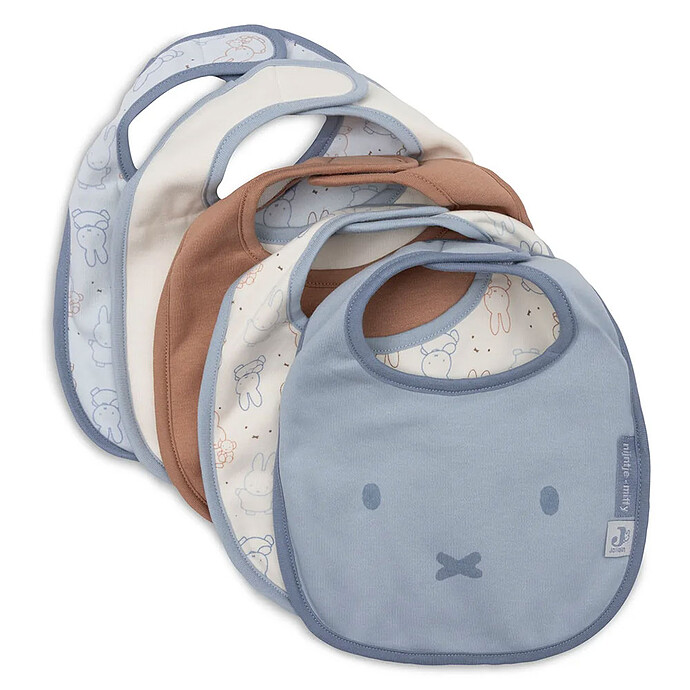 Lot de 5 Bavoirs Imperméables Miffy Moments - Cloudy Blue  Jollein