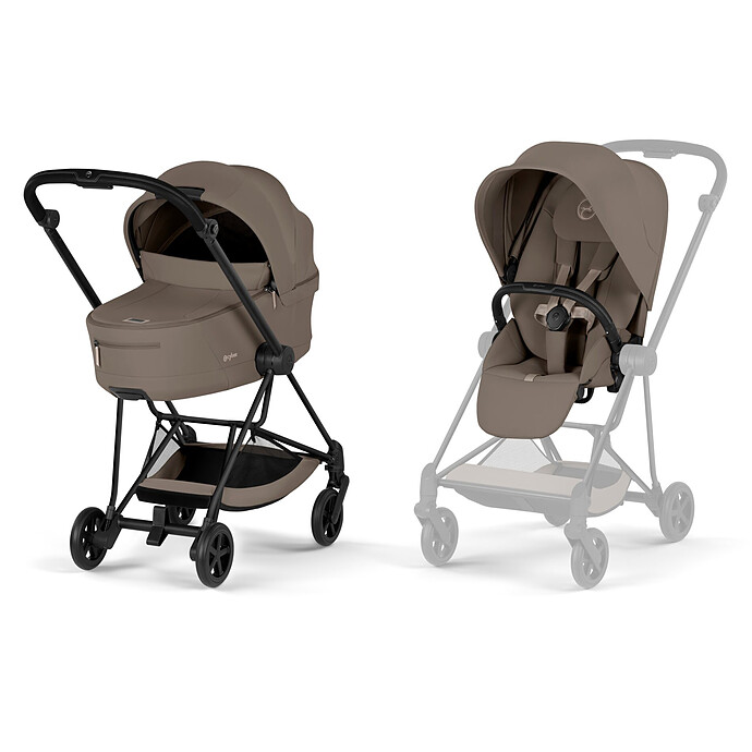 Pack Poussette Mios Confort 2026 Matt Black + Nacelle Pliable - Coconut Brown Cybex