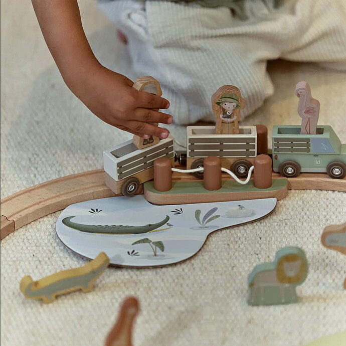 Circuit de Train en Bois Safari Friends pas cher