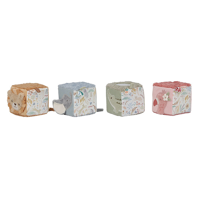 Lot de 4 Cubes Doux - Safari Friends Little Dutch