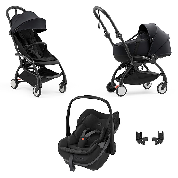 Poussette Trio YOYO5 6+ + Nacelle YOYO5 + Siège Auto Pebble Slide Pro i-Size Groupe 0+ - Black Stokke