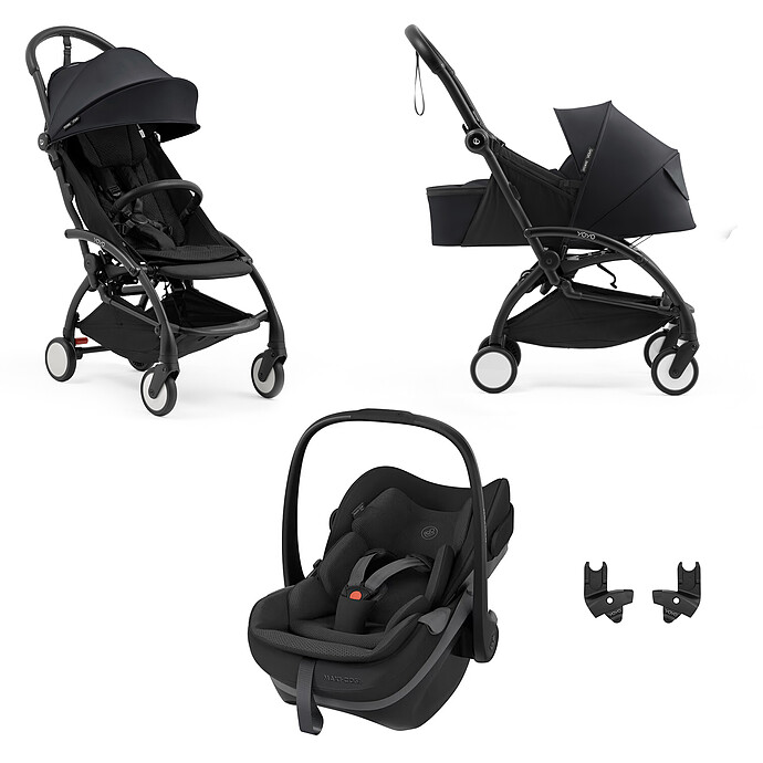Poussette Trio YOYO5 0+ + Pack Couleur YOYO5 6+ + Siège Auto Pebble Slide Pro i-Size Groupe 0+ - Black Stokke