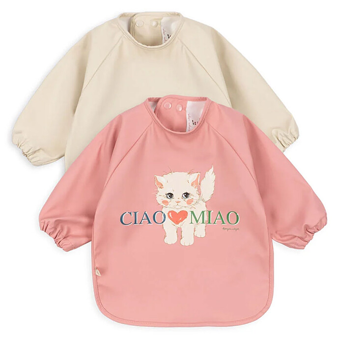 Lot de 2 Bavoirs à Manches Ciao Miao - 6/12 Mois Konges Sløjd