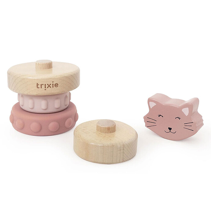 Achat Tour à Empiler en Bois et Silicone - Mrs. Cat
