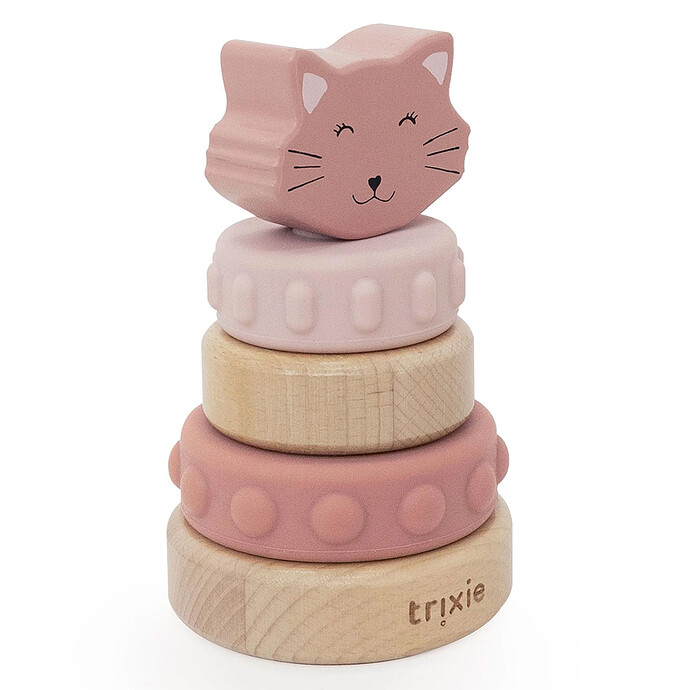 Tour à Empiler en Bois et Silicone - Mrs. Cat Trixie Baby