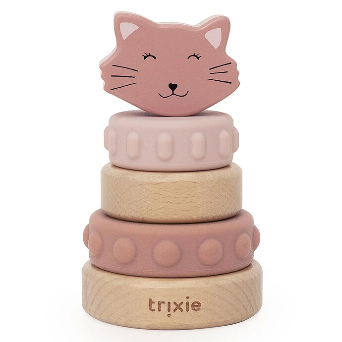 Tour à Empiler en Bois et Silicone - Mrs. Cat Trixie Baby