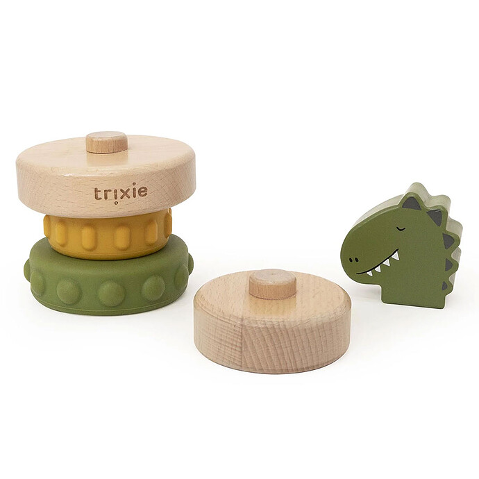 Achat Tour à Empiler en Bois et Silicone - Mr. Dino