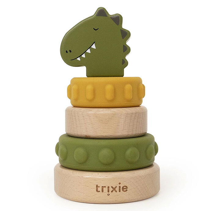 Tour à Empiler en Bois et Silicone - Mr. Dino Trixie Baby