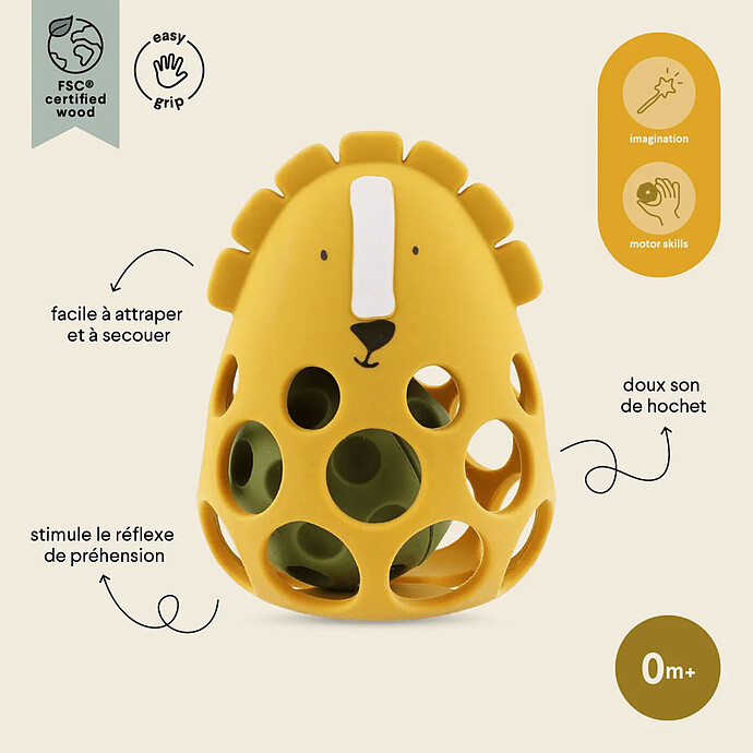 Hochet Sensoriel en Silicone - Mr. Lion  pas cher