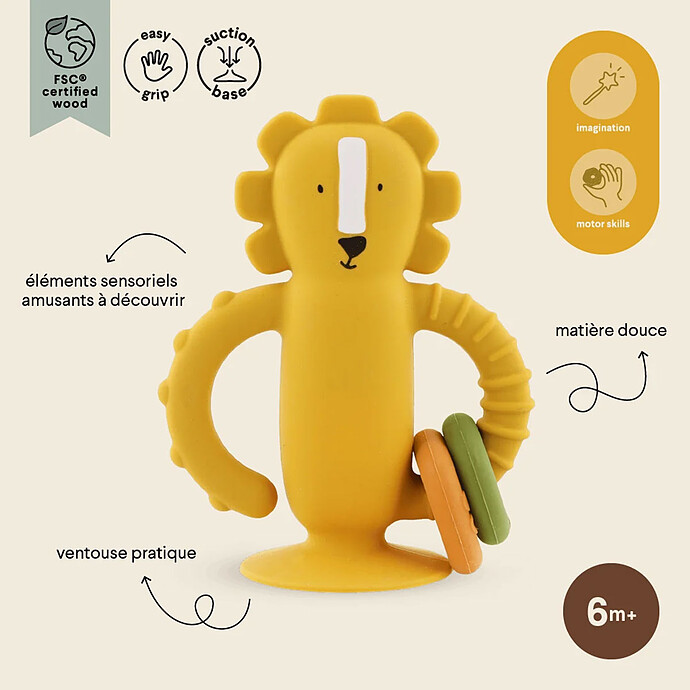 Jouet Sensoriel en Silicone avec Ventouse - Mr. Lion pas cher