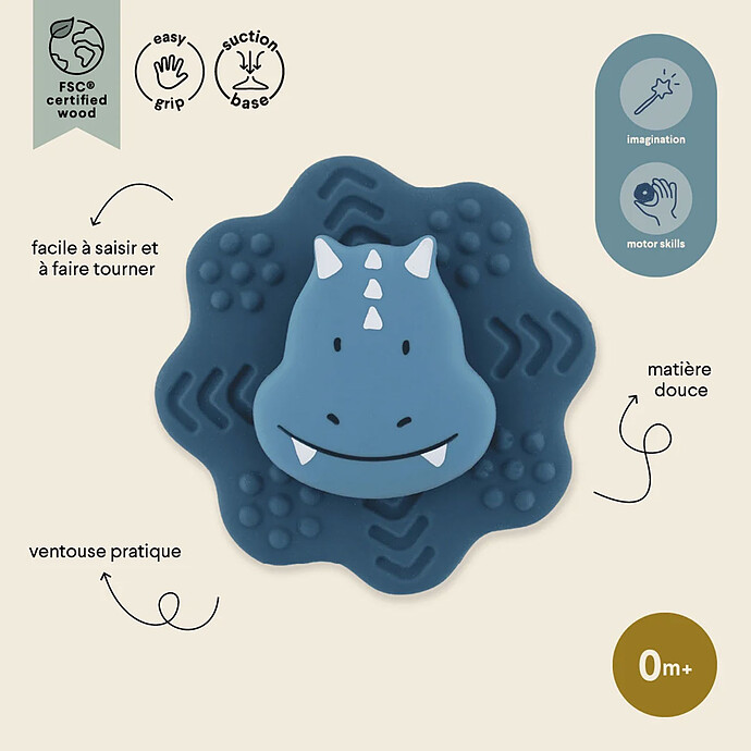 Avis Jouet Spinner à Ventouse en Silicone - Mr. Triceratops