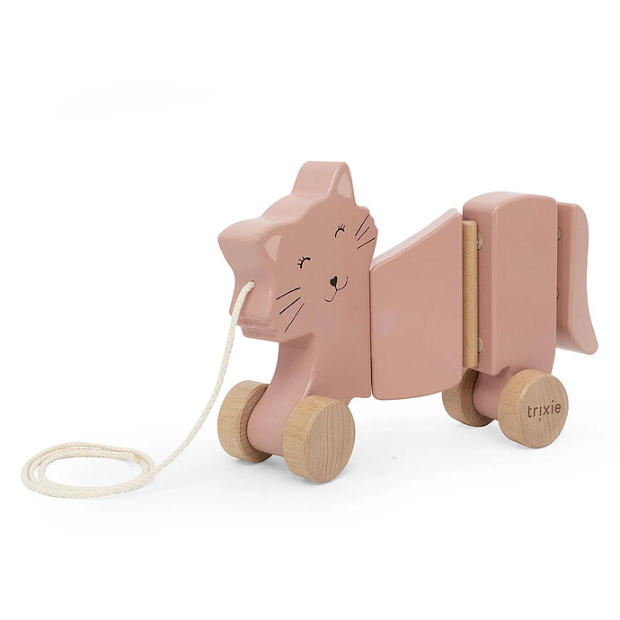 Jouet à Tirer Ondulant en Bois - Mrs. Cat Trixie Baby