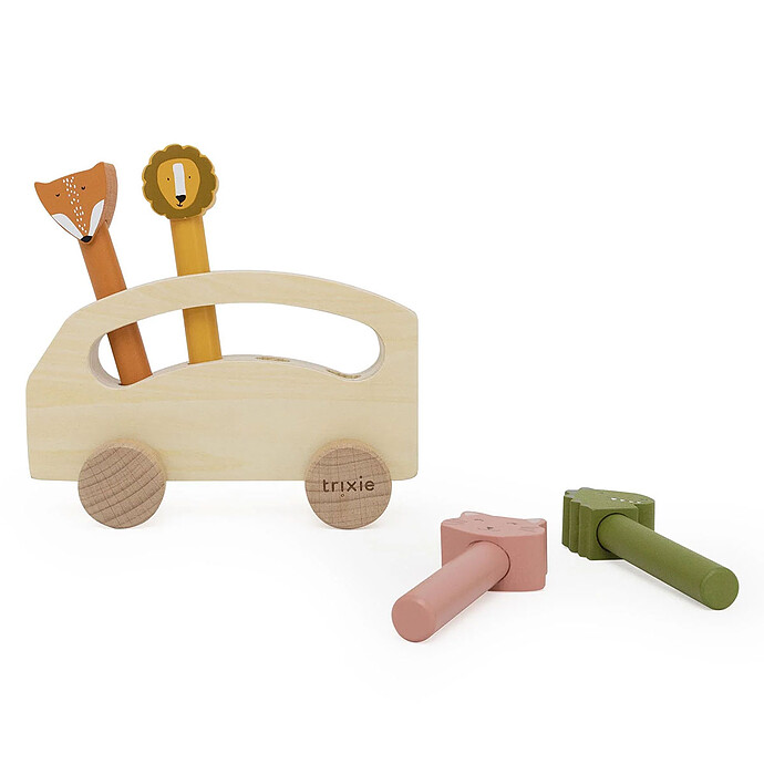 Bus en Bois avec Animaux Pop-up pas cher