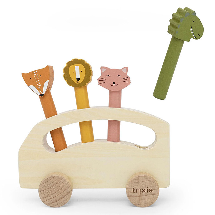 Bus en Bois avec Animaux Pop-up Trixie Baby