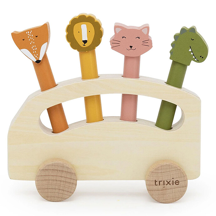 Bus en Bois avec Animaux Pop-up Trixie Baby