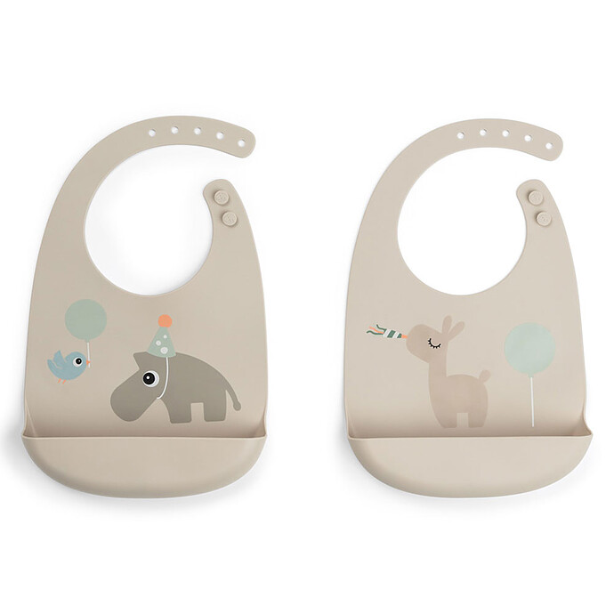 Lot de 2 Bavoirs Silicone - Celebration Sable Done by Deer