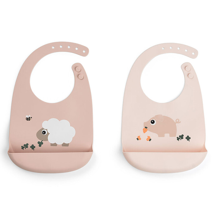 Lot de 2 Bavoirs Silicone - Tiny Farm Rose Done by Deer