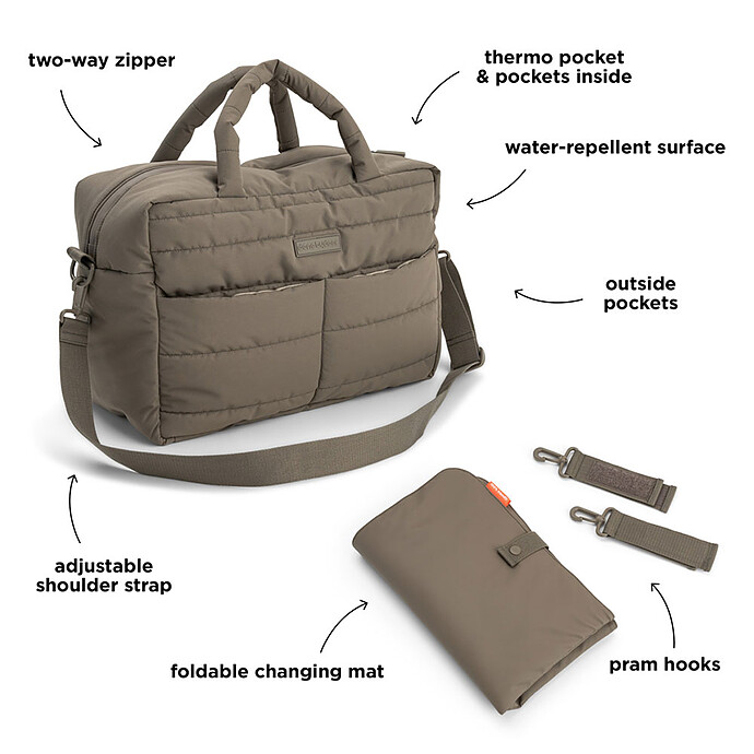 Sac à Langer Matelassé - Taupe  pas cher