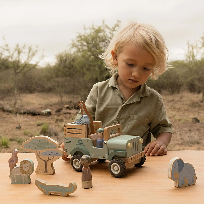 Voiture de Safari avec Animaux Safari Friends - Vert Little Dutch