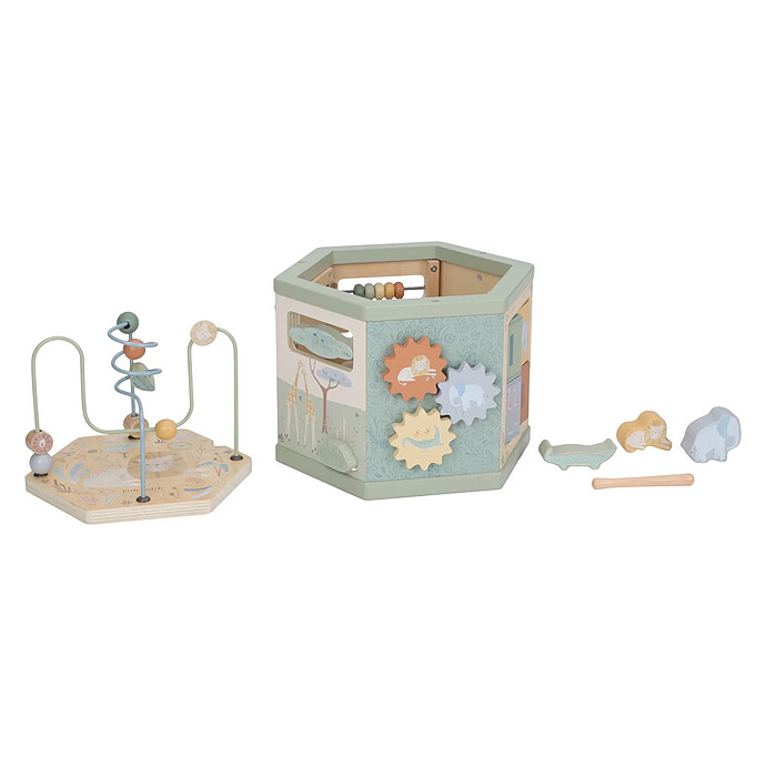 Cube d'Activités en Bois Safari Friends - Vert Little Dutch