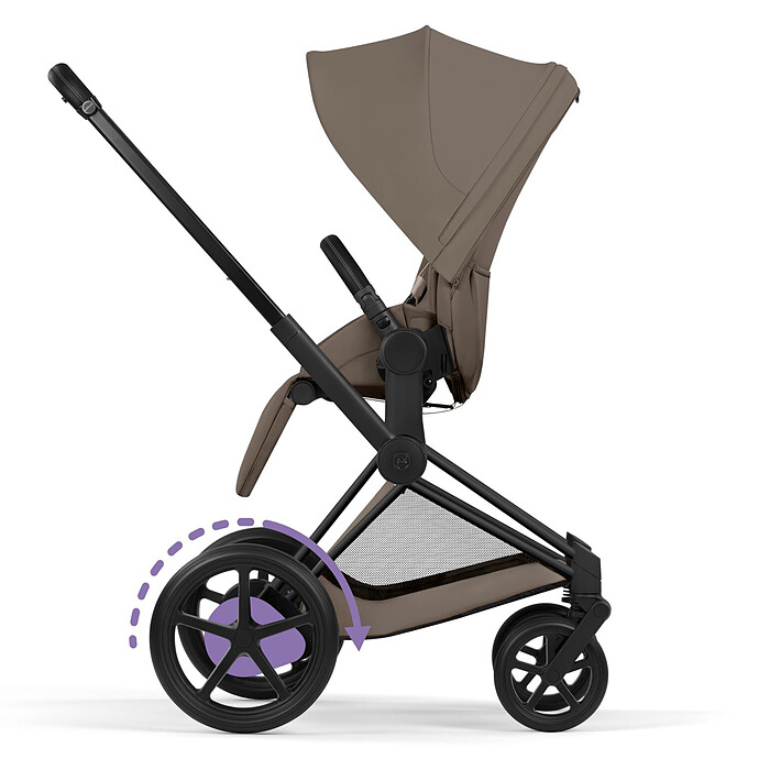 Achat Pack Poussette e-Priam Confort Matt Black + Nacelle Pliable - Coconut Brown