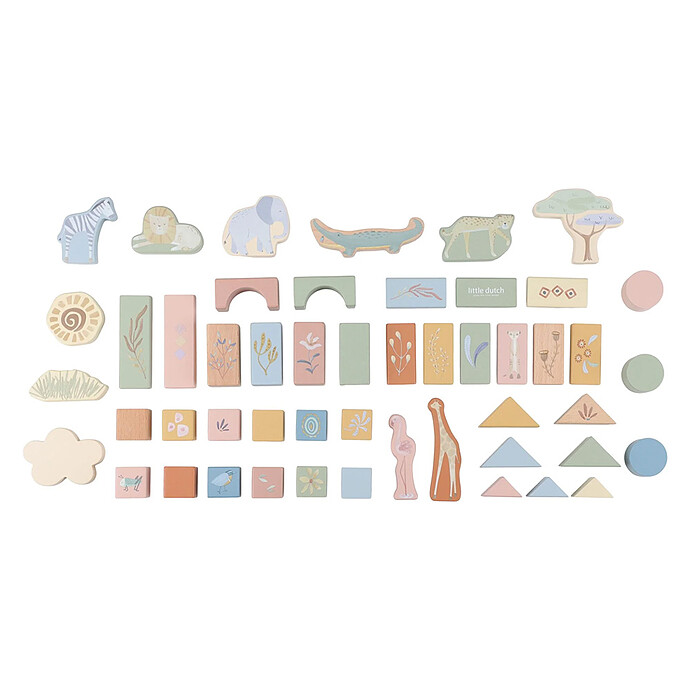 Blocs de Construction en Bois - Safari Friends Little Dutch