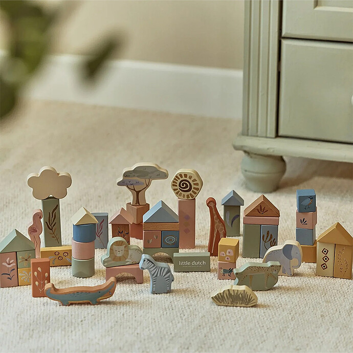 Blocs de Construction en Bois - Safari Friends pas cher