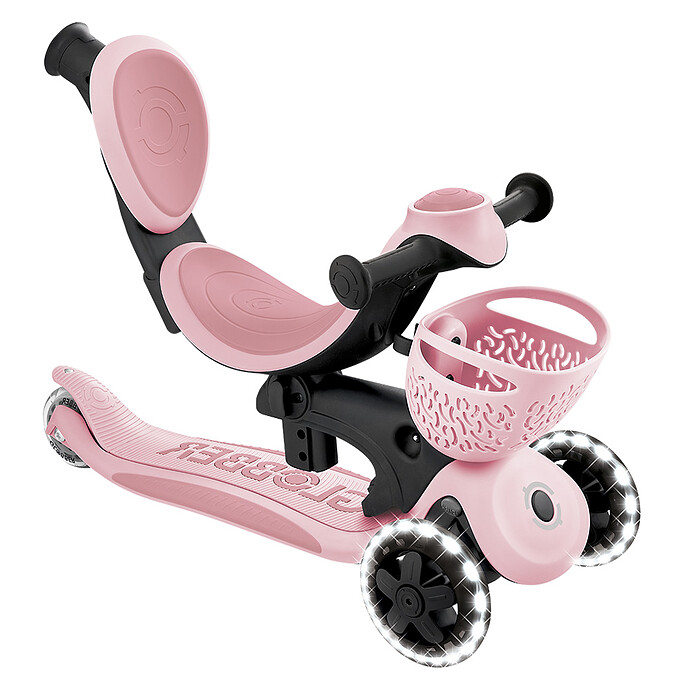 Trottinette Evolutive Go Up Baby 360 Lights - Rose Pastel Globber