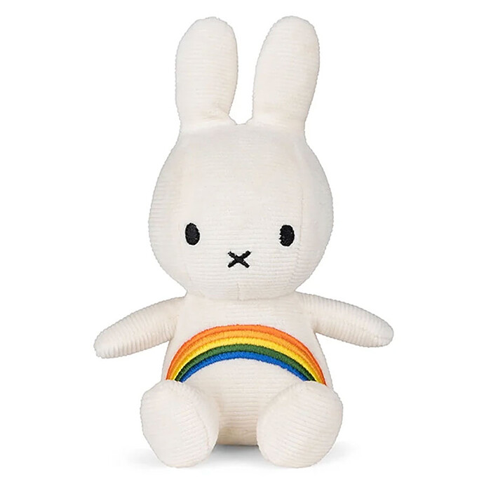 Lapin Miffy Brodé Blanc Cassé Rainbow - Petit Bon Ton Toys