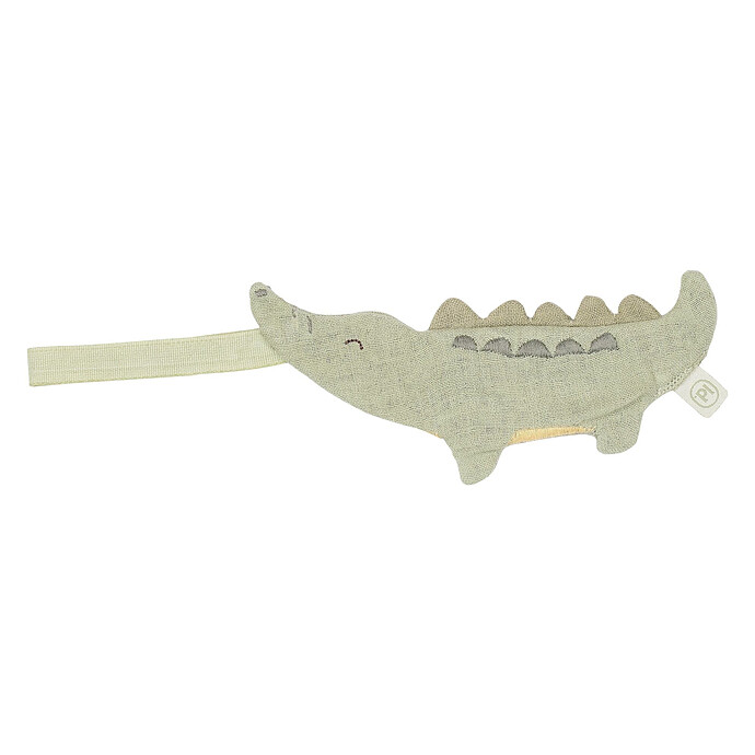 Doudou Attache Sucette Crocodile Safari Friends - Vert Little Dutch