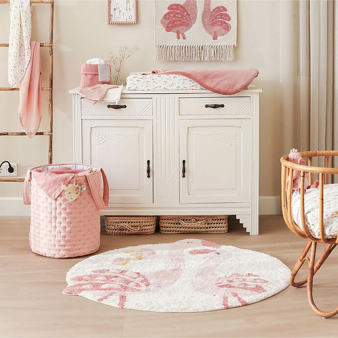 Tapis Safari Friends Flamingo Rose - 110 x 110 cm pas cher